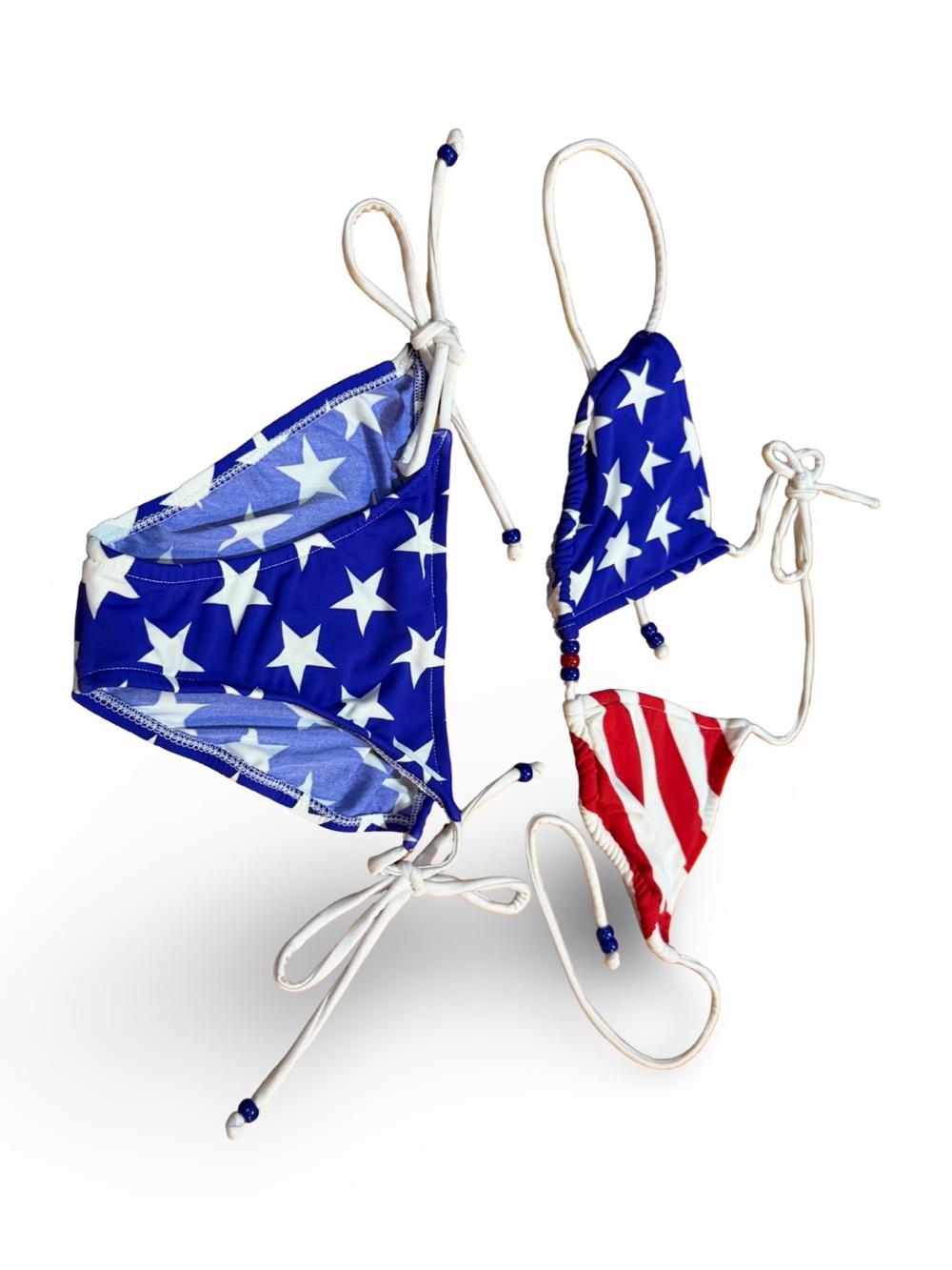 Venus Vintage Patriotic American Flag String Bikini Set (Size 2 / C Cup)